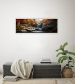 OBRAZ PANORAMICZNY dekoracyjny PANORAMA wodospady w lesie jesień 