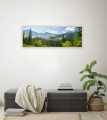 OBRAZ PANORAMICZNY dekoracyjny PANORAMA zieleń góry