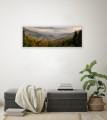 OBRAZ PANORAMICZNY dekoracyjny PANORAMA las jesień i góry