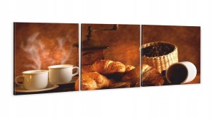 OBRAZ do kuchni KAWA ZIARNA CROISSANT ROGALIK