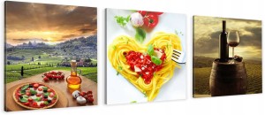 OBRAZ do kuchni JEDZENIE WINO PROWANSJA WŁOCHY