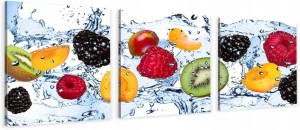 OBRAZ do kuchni  OWOCE W WODZIE MALINY KIWI