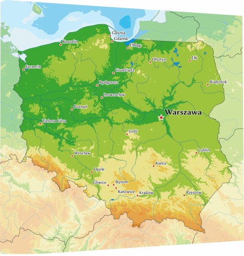 TABLICA KORKOWA MAPA POLSKI mapa fizyczna PINEZKI GRATIS