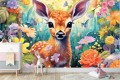 Fototapeta dla dziewczynki JELONEK BAMBI KWIATY