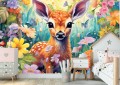 Fototapeta dla dziewczynki JELONEK BAMBI KWIATY
