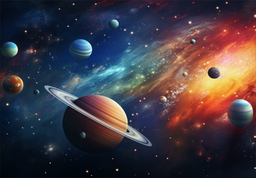 Fototapeta KOSMOS dla dzieci PLANETY W GALAKTYCE KOSMOS