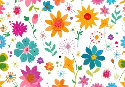 Fototapeta dla dziewczynki KOLOROWE POLNE KWIATY