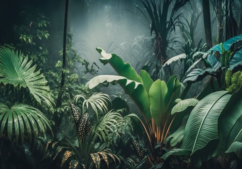 Fototapeta do salonu sypialni TROPIKALNE LIŚCIE ROŚLINY