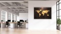 ZŁOTA MAPA ŚWIATA obraz na płótnie canvas do salonu 