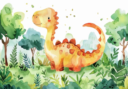 Fototapeta DINOZAUR dla dzieci DINOLANDIA DINO JAK MALOWANY