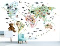 Fototapeta MAPA ŚWIATA dla dzieci ZWIERZAKI ŚWIATA