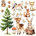 Naklejki na ścianę dla dzieci ZWIERZĘTA LEŚNE LAS NATURA woodland 