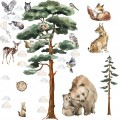 Naklejki FOREST dla dzieci Las Drzewa ZWIERZĄTKA LEŚNA LAS 