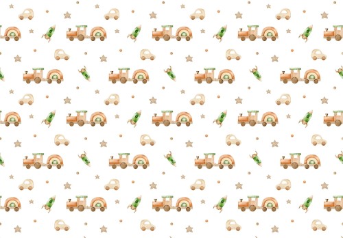 Fototapeta dla dzieci do pokoju POCIĄG GWIAZDKI RAKIETA