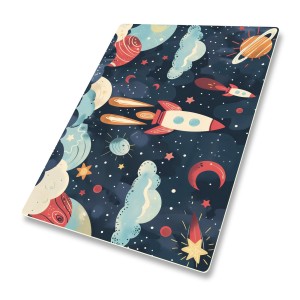 DYWANIK WINYLOWY MATA ANTYALERGICZNA dla dzieci pastelowy kosmos statek