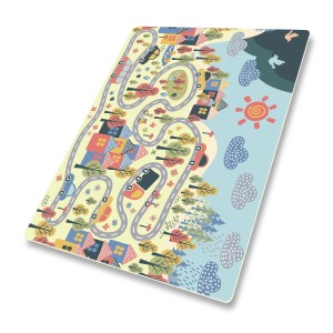 DYWANIK WINYLOWY MATA PODŁOGOWA dla dzieci miasteczko jezioro las