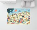 DYWANIK WINYLOWY MATA PODŁOGOWA dla dzieci miasteczko jezioro las