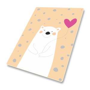 DYWANIK WINYLOWY MATA ANTYALERGICZNA dla dzieci biały niedźwiedź serce