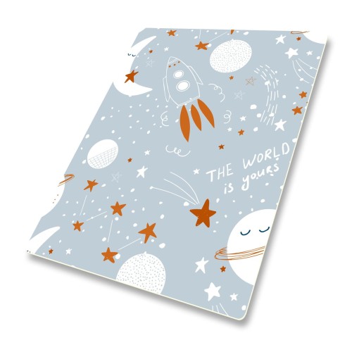 DYWANIK WINYLOWY MATA PODŁOGOWA dla dzieci kosmos szary  gwiazdy