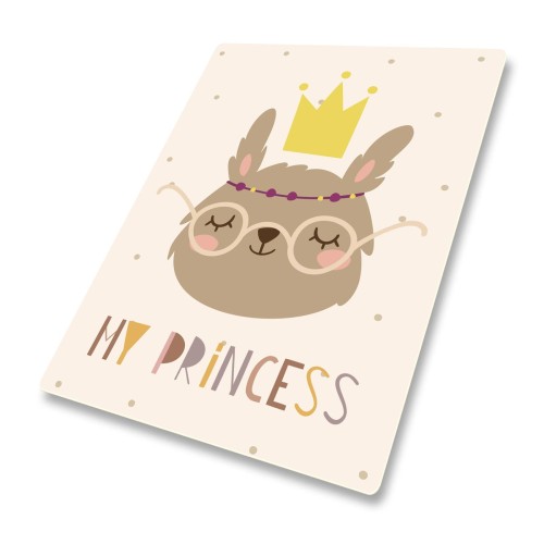 DYWANIK WINYLOWY MATA ANTYALERGICZNA dla dziewczynek królik korona brąz