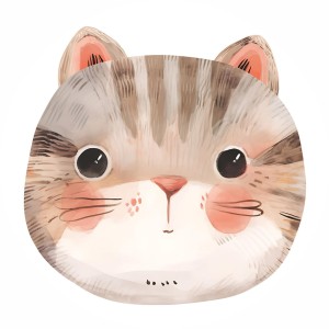 MATA WINYLOWA OKRĄGŁA dla dzieci do zabawy szary rudy kot