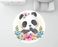 MATA WINYLOWA OKRĄGŁA dla dzieci do zabawy panda kwiatki