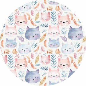 MATA WINYLOWA OKRĄGŁA dla dzieci do zabawy pastelowe kwiaty