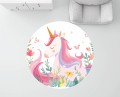 MATA WINYLOWA OKRĄGŁA dla dzieci do zabawy jednorożec kwiatki