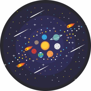 MATA WINYLOWA OKRĄGŁA dla dzieci do zabawy układ słoneczny