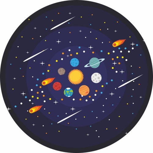 MATA WINYLOWA OKRĄGŁA dla dzieci do zabawy układ słoneczny