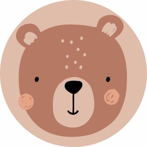 MATA WINYLOWA OKRĄGŁA dla dzieci do zabawy niedźwiedź brązowy