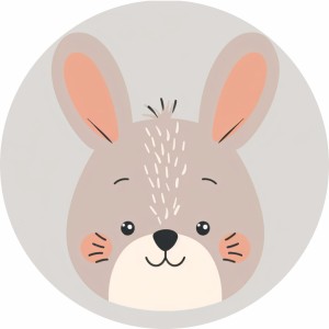 MATA WINYLOWA OKRĄGŁA dla dzieci do zabawy królik szary