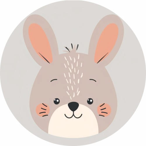 MATA WINYLOWA OKRĄGŁA dla dzieci do zabawy królik szary