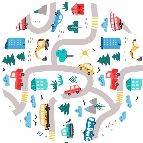 MATA WINYLOWA OKRĄGŁA dla dzieci do zabawy miasto droga auta