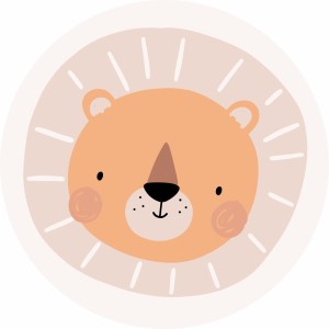 MATA WINYLOWA OKRĄGŁA dla dzieci do zabawy lew pastelowy