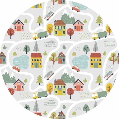 MATA WINYLOWA OKRĄGŁA dla dzieci do zabawy miasteczko jeziorka