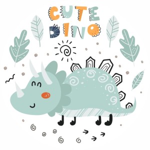 MATA WINYLOWA OKRĄGŁA dla dzieci do zabawy dinozaur zielony