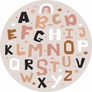 MATA WINYLOWA OKRĄGŁA dla dzieci do zabawy litery alfabet