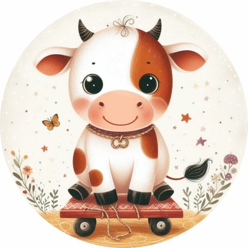 MATA WINYLOWA OKRĄGŁA dla dzieci do zabawy krówka farma