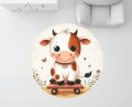 MATA WINYLOWA OKRĄGŁA dla dzieci do zabawy krówka farma