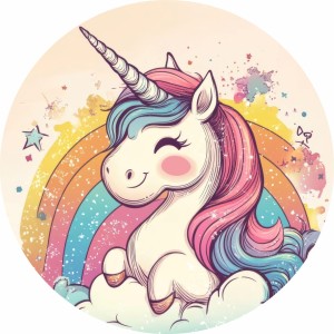 MATA WINYLOWA OKRĄGŁA dla dzieci do zabawy biały jednorożec
