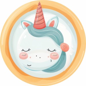 MATA WINYLOWA OKRĄGŁA dla dzieci do zabawy błęłkitny jednorożec