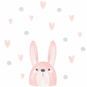 MATA WINYLOWA OKRĄGŁA dla dzieci do zabawy różowy królik