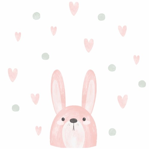 MATA WINYLOWA OKRĄGŁA dla dzieci do zabawy różowy królik