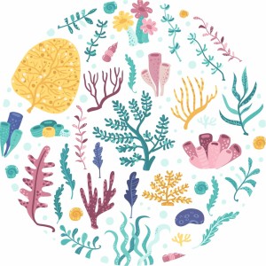 MATA WINYLOWA OKRĄGŁA dla dzieci do zabawy rafa koralowa