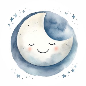 MATA WINYLOWA OKRĄGŁA dla dzieci do zabawy księżyc błękit sen