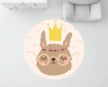MATA WINYLOWA OKRĄGŁA dla dzieci do zabawy miś brązowy korona