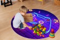 MATA WINYLOWA OKRĄGŁA dla dzieci do zabawy fiolet pad do gier