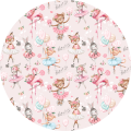MATA WINYLOWA OKRĄGŁA dla dzieci do zabawy róż zwierzęta balet