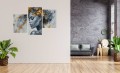 TRYPTYK 3 CZĘŚCIOWY PORTRET KOBIETY KWIATY ZŁOTO NA ŚCIANĘ CANVAS DO SALONU